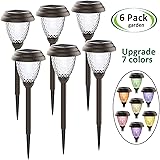 Solar Pathway Lights Outdoor, 6Pack Waterproof Solar Powered Garden Landscape Path Lights, LED Color Changing Lighting Lawn Lamps Decor for Path, Yard, Walkway, Driveway Auto On/Off