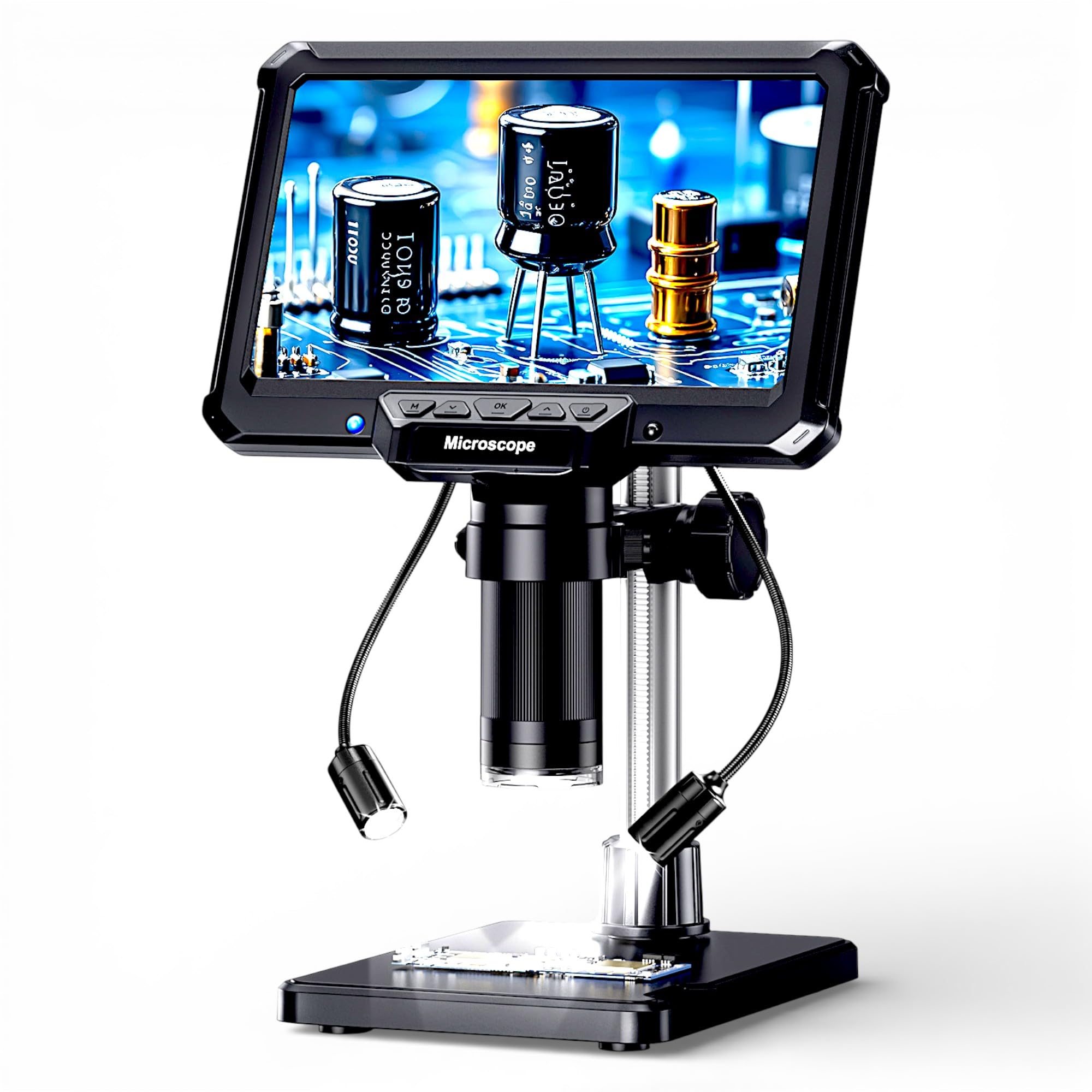 Photo 1 of Aikokkl 7" Digital Soldering Microscope with Remote for Electronics Repair, 1200X IPS Screen PCB Magnifier, 16M 1080P HDMI/USB Output, 2 Gooseneck Side Lights for SMD Microsoldering (MK7)