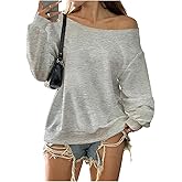 SOLY HUX Women's Plus Size Off the Shoulder Sweatshirt Long Sleeve Casual Fall Pullover Tops