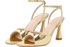 Susanny High Heels for Women Pointed Open Toe Strappy Chunky Block Heels Ankle Strap Stiletto Kitten Heeled Sandals Wedding Bridal Party Prom Sexy Dress Shoes