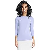 ESTEEZ Women’s Snug‑Fit 3/4 Sleeve High‑Neck Layering Tee – Soft Cotton‑Spandex