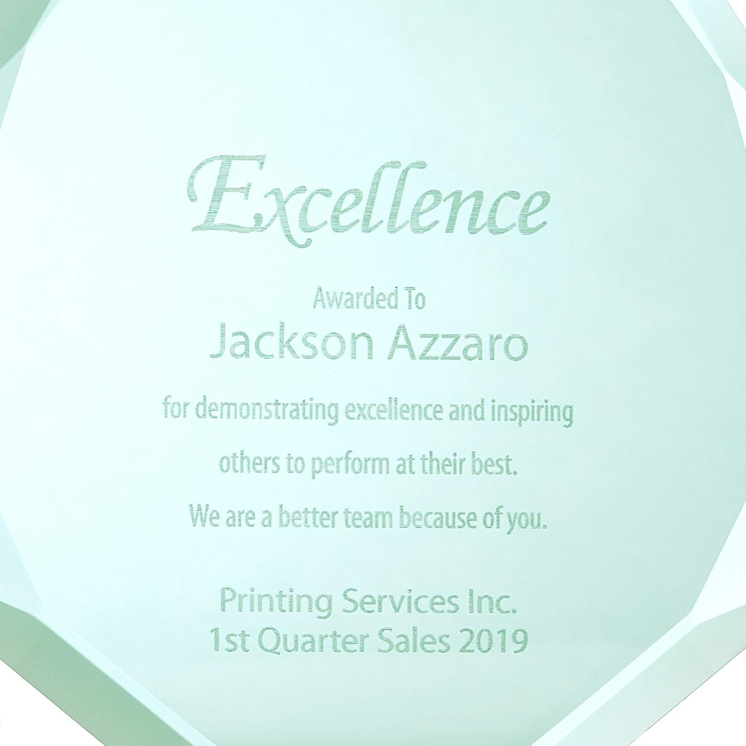Engraved Trophy - Jade Glass - Award for Employees - Peak Shaped - Personalized Engraving Up To Three Lines and Pre-Written Verse Selection - Comes In Gift Box : Everything Else
