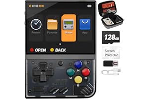 NxFree Miyoo Mini Plus 128GB Retro Game Console – Handheld Portable Gaming System, 3.5" HD Screen, Long Battery Life, Supports Multiple Emulator Formats for Retro Gaming (Transparent Black 128G)