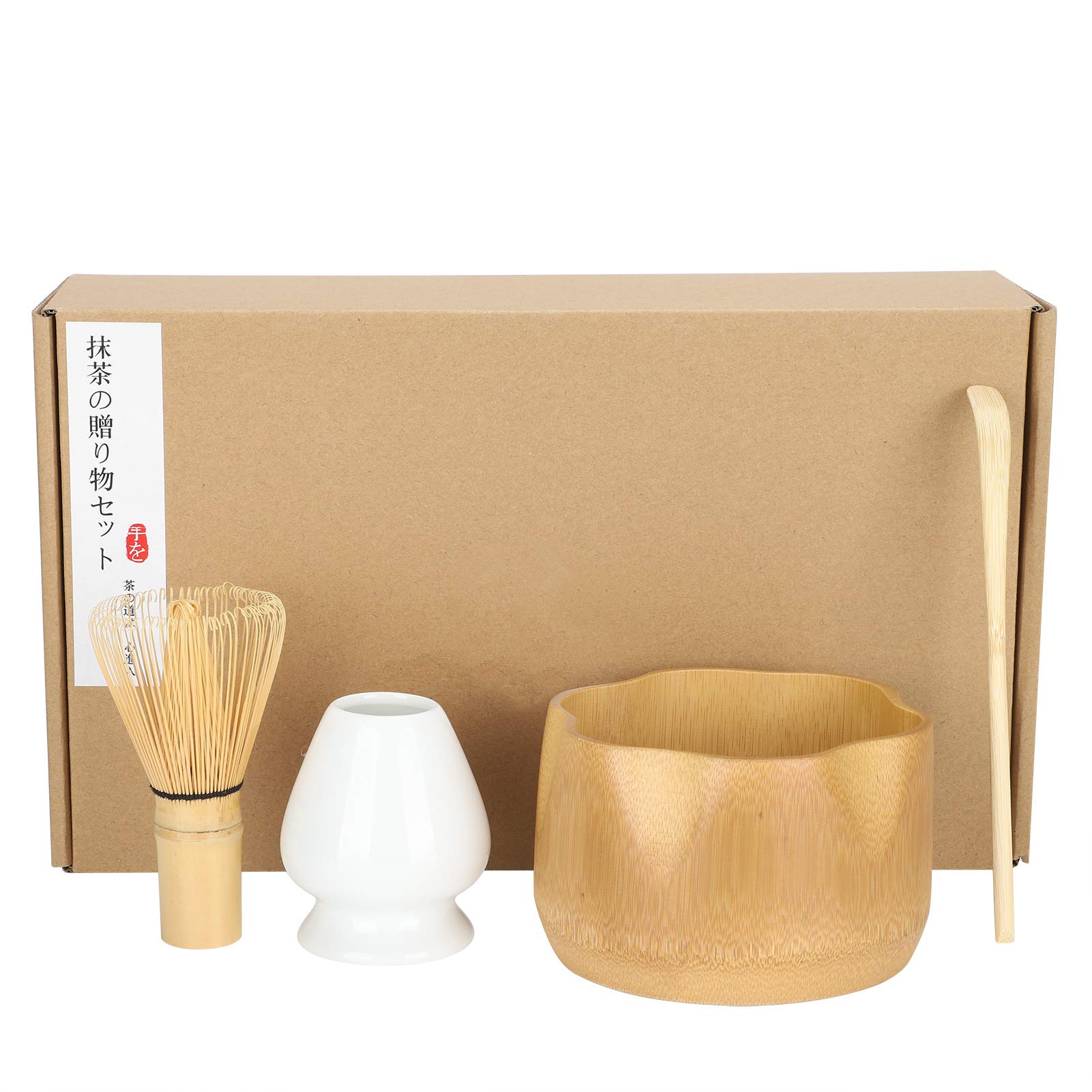 AUHX Tea Whisk, Matcha Set, Non‑Toxic Ceramic Bamboo Polished for Home Amateurs
