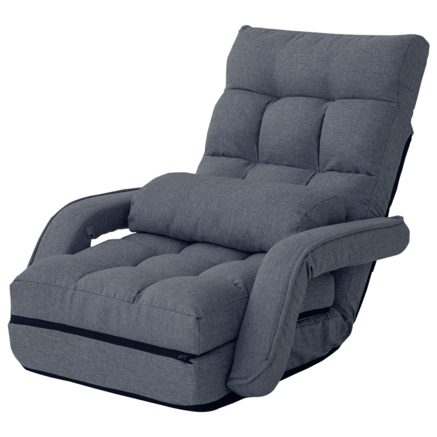 エムール 肘掛け付き 座椅子 Mollet ソファー ネイビーブルー 折りたたみ 3WAY 14段階リクライニング 軽量商品画像