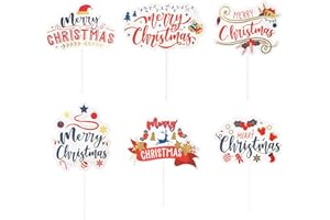 Ercadio 12Pcs Merry Christmas Cake Toppers Merry Christmas Cupcake Picks Xmas Holiday Eve Party Happy New Year Cake Decorations Supplies