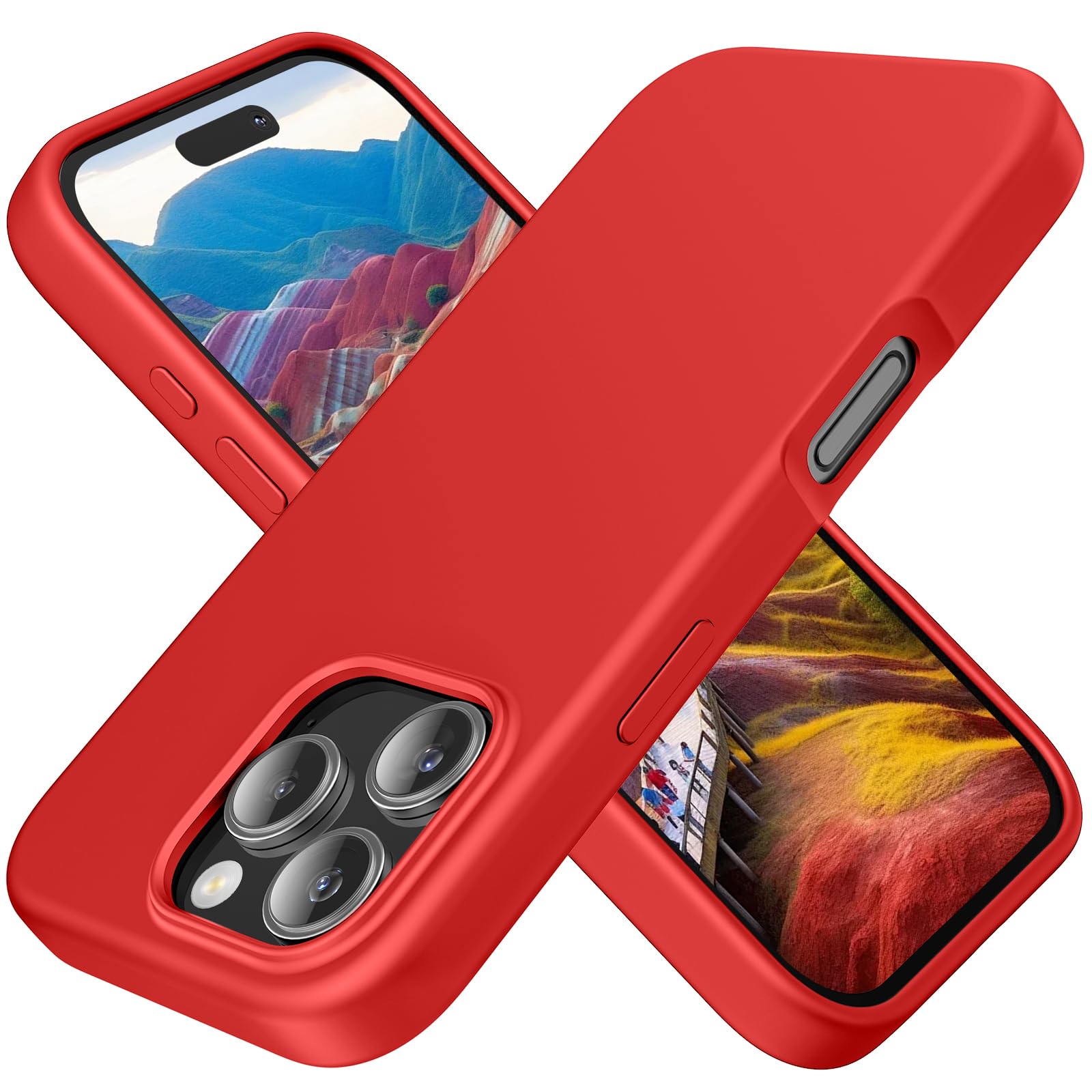 TAXXOE Silicone Case Compatible with iPhone 16 Pro Max Case Soft Ultra Slim Protective Shockproof Liquid Silicone Phone Case,Anti-Scratch Microfiber Lining, 6.9" Red