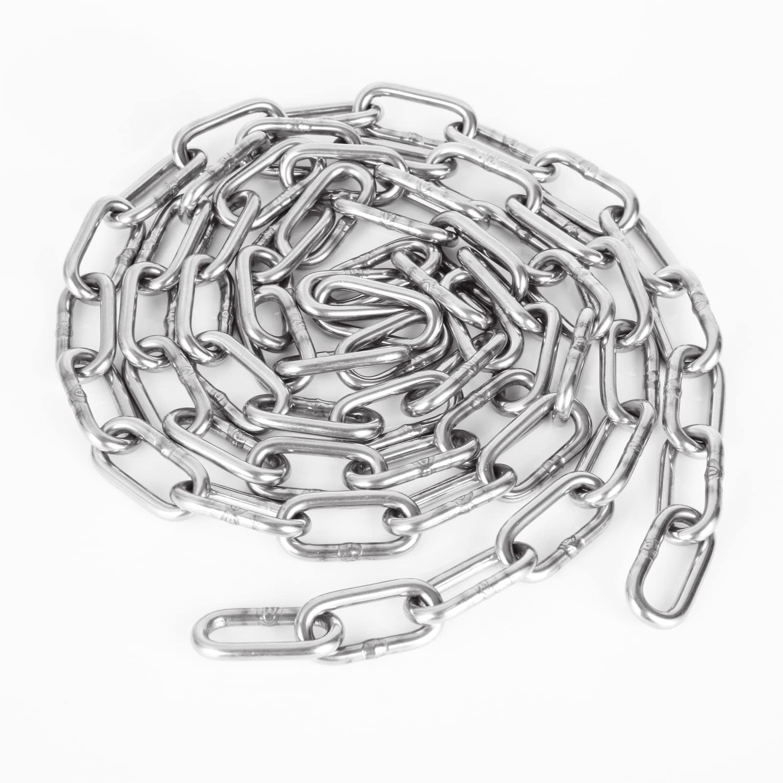 JMIATRY 2 Metres Length 304 Stainless Steel Chain, 5mm Heavy Duty Chain Links, Galvanized Steel Welded Link Chains Lift for Fence Gate, Garage Doors, Swing Chaines and Bicycle Security Lock