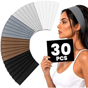 PAPIONE Headbands for Women, 30 pcs HairBands for Workout, Makeup, Dress up | 30PCS Variety Of Colors Light