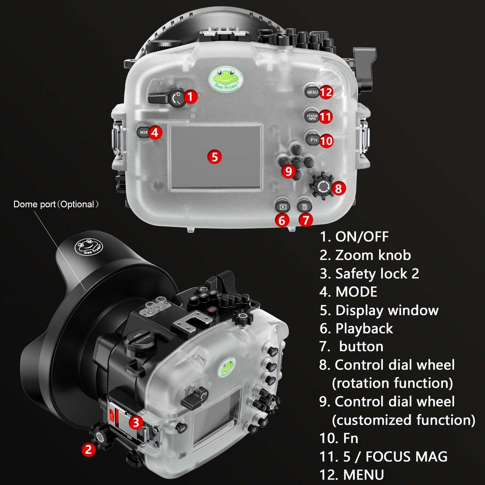 Seafrogs Underwater Housing for Sony Alpha FX3 I FX30 [40M/130FT] Waterproof Case Scuba Diving Housing for Sony ILME-FX3 I FX30 + FE 28-70mm F3.5-5.6, 24-70mm f/4, 16-35mm f/4, 50mm f/1.2 Lens