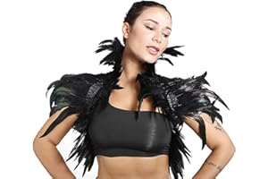 Breevo Maleficent Costume Women Feather Cape Mens Halloween Shawl Black Choker Collars