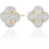 TONTMY STUDIOS Gold Stud Earrings for Women 14K Gold Plated S925 Sterling Silver Post Hypollergenic Cubic Zirconia Oval Earrings Gold Jewelry