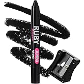 Ruby Kisses Jumbo Eye Pencil With Sharpener, Thick Eyeliner Pencil For Eye Shadow Primer &amp; Highlighter on Waterline &amp; Inner Corner, Blendable Eyeshadow Stick With Vitamin E &amp; Candelilla Wax (Black)