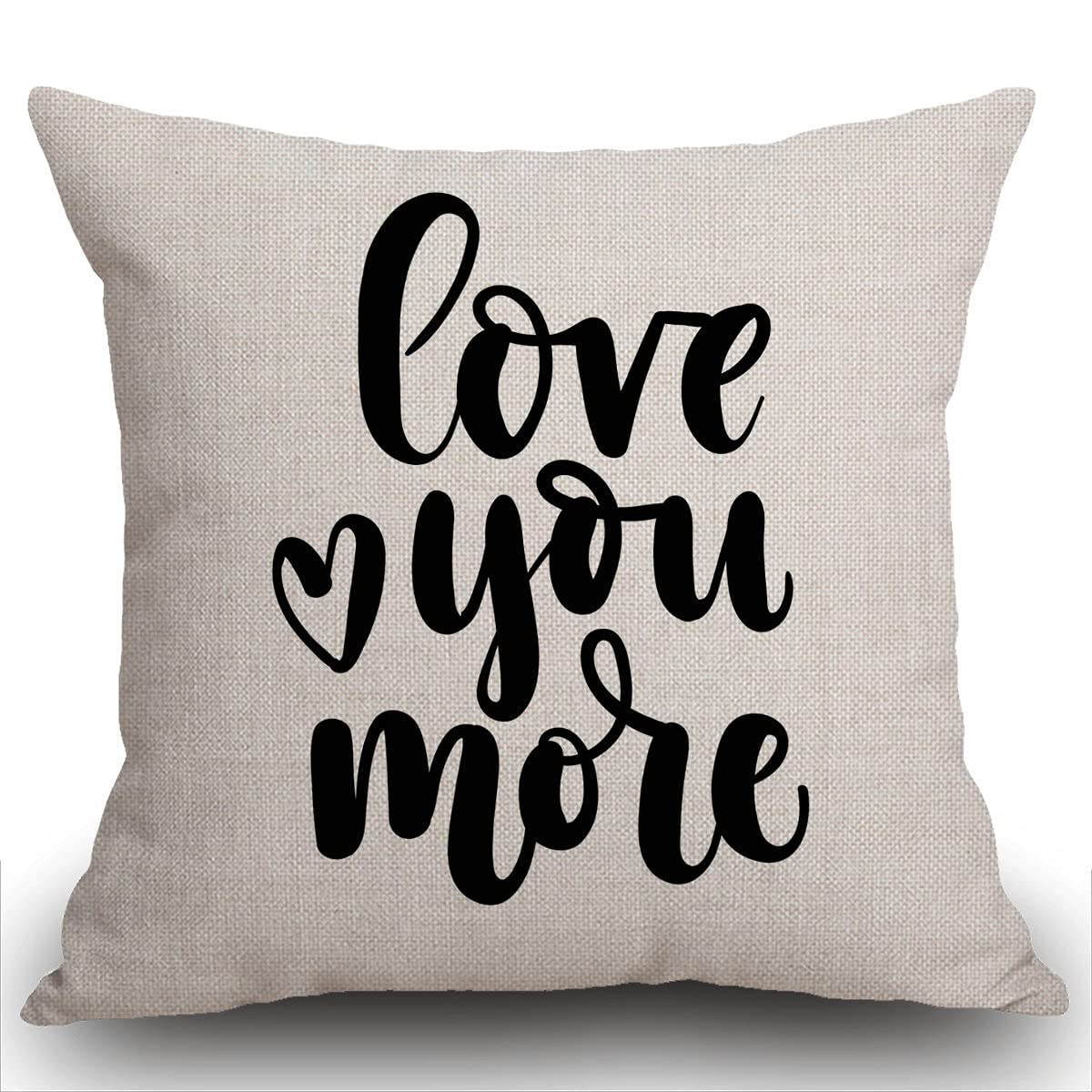 Smooffly Cushion Cover 45 x 45 cm - Love You More, Calligraphy, Home Decor, Wedding Gift, Engagement Present, Housewarming Gift, Throw Pillow 18X18 inches