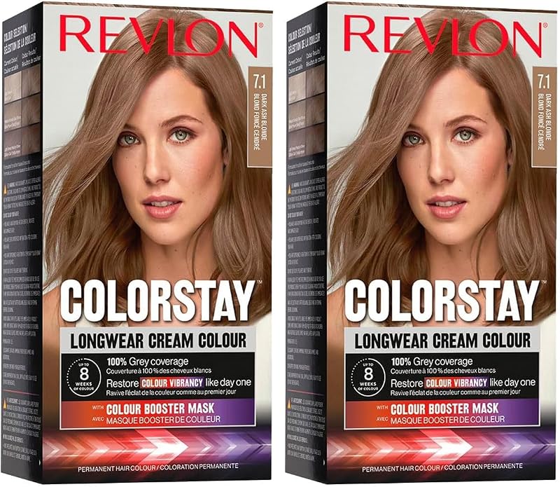 Revlon Colorstay Longwear Permanent Cream Colour Dark Ash Blonde 7.1 (Pack of 2)