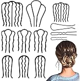 YONOY 12 Pcs Metal Hair Side Combs Fork Clip Teeth for Updo Bun, U-Shape Teeth Styling Tools Messy Bun Maker Vintage Hairstyle Hair Pins Stick