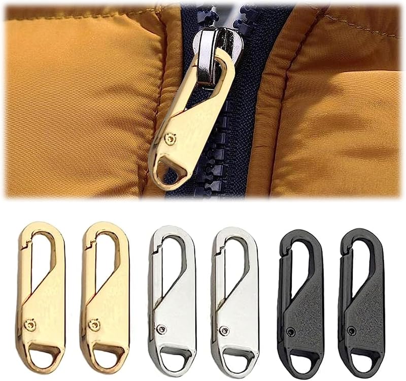 Aidi Metal Zipper Pull Replacement 6pcs in Black, Silver, Gold