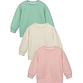 Cooraby 3 Pack Baby and Toddler Girls' Sweatshirt Girl No Cap Crew-Neck Sweatshirt Long Sleeve Pullover Shirt