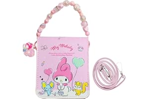 Holymid Cute Medy Crossbody Bag with Adjustable Shoulder Strap and Hand Chain, Kawaii Handbag with Buckle, Kitty Friends Wallet Purse Shoulder Bag Coin Pouch Accessories for Women Girls