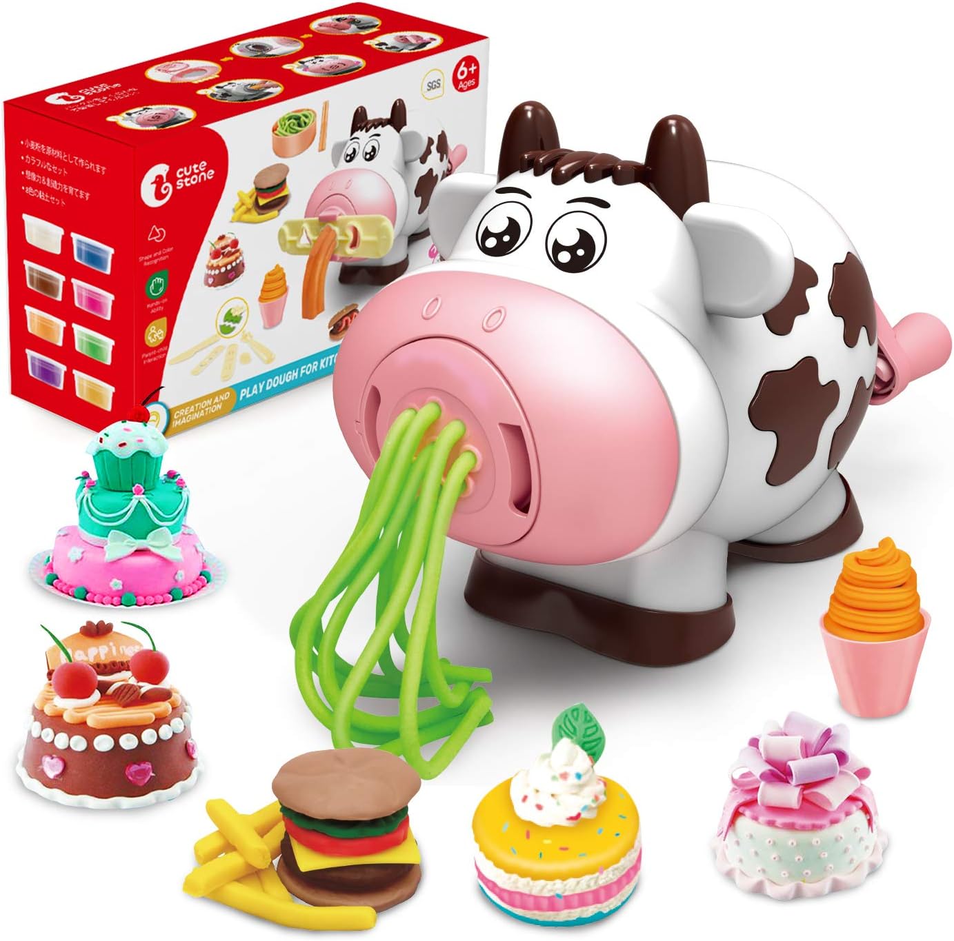 Amazon Cute Stone 粘土遊び 自然乾燥超軽量ねんど 粘土セット 8色 28点セット 2in1粘土マシン 室内遊び 室内ゲーム キッチンシリーズ 室内遊び 手作り Diyおもちゃ テーブルゲーム ストレス解消 陶芸 誕生日 クリスマス プレゼント 知育玩具 安全安心無臭