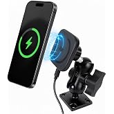xik 15W Magnetic Wireless Charging Phone Holder Mount for Car/Truck/Boat | For iPhone 12-17 Series, Dashboard Screw Mount Phone Holder for Magsafe, 1" Ball Phone Holder, 360&deg; adjustment Short Arm