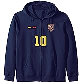 Ecuador Soccer Team Numero 10 Football Futbol Ecuador Zip Hoodie