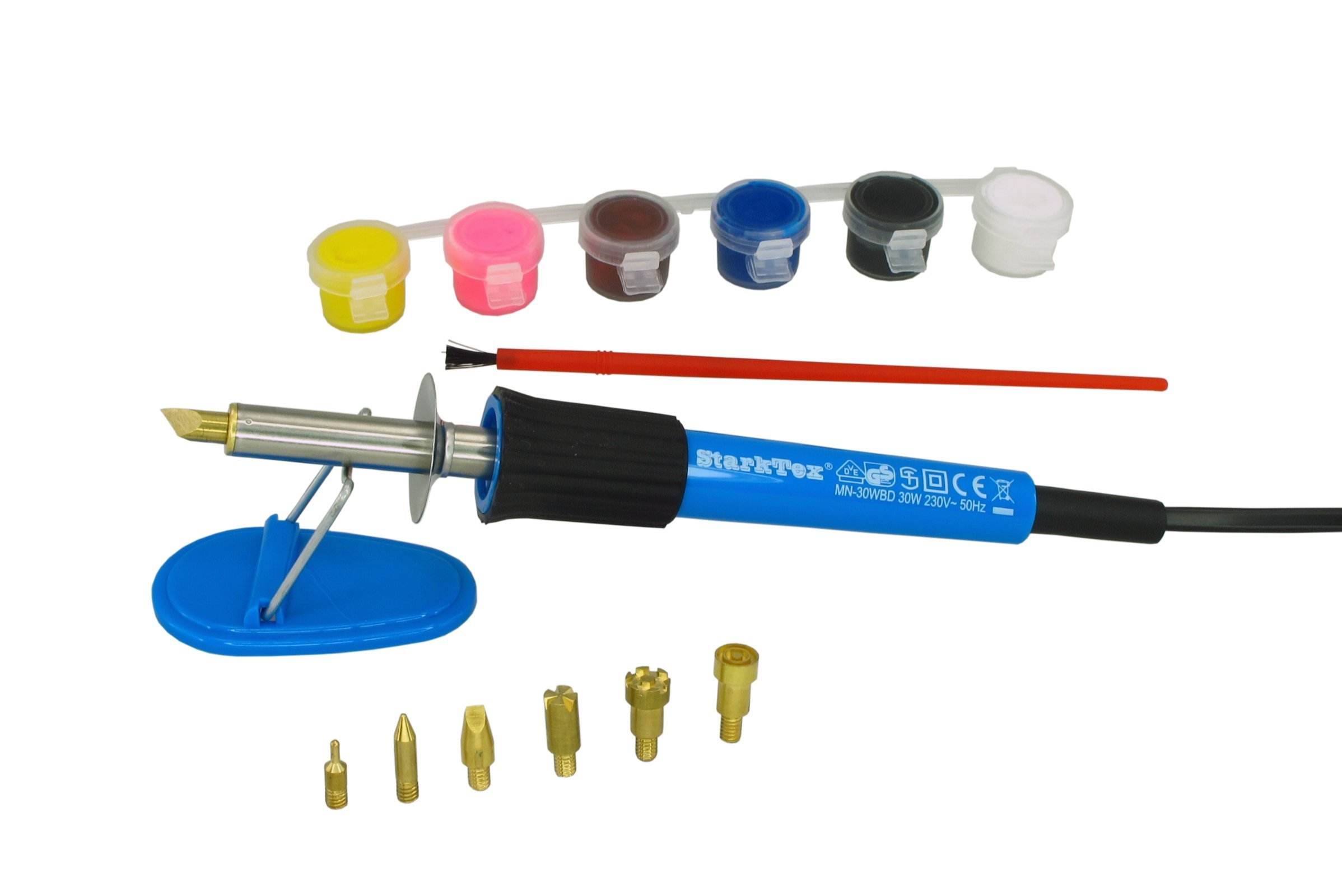 Starktex STT58133 Pyrography tool 30W with 7 tips and paints, Blue