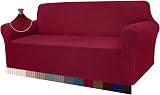 Granbest High Stretch Sofa Cover 3 Seater Wine Red Non Slip Jacquard Spandex view 1