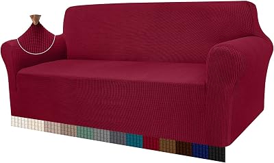 Granbest High Stretch Sofa Cover 4 Seater Wine Red Spandex Non Slip