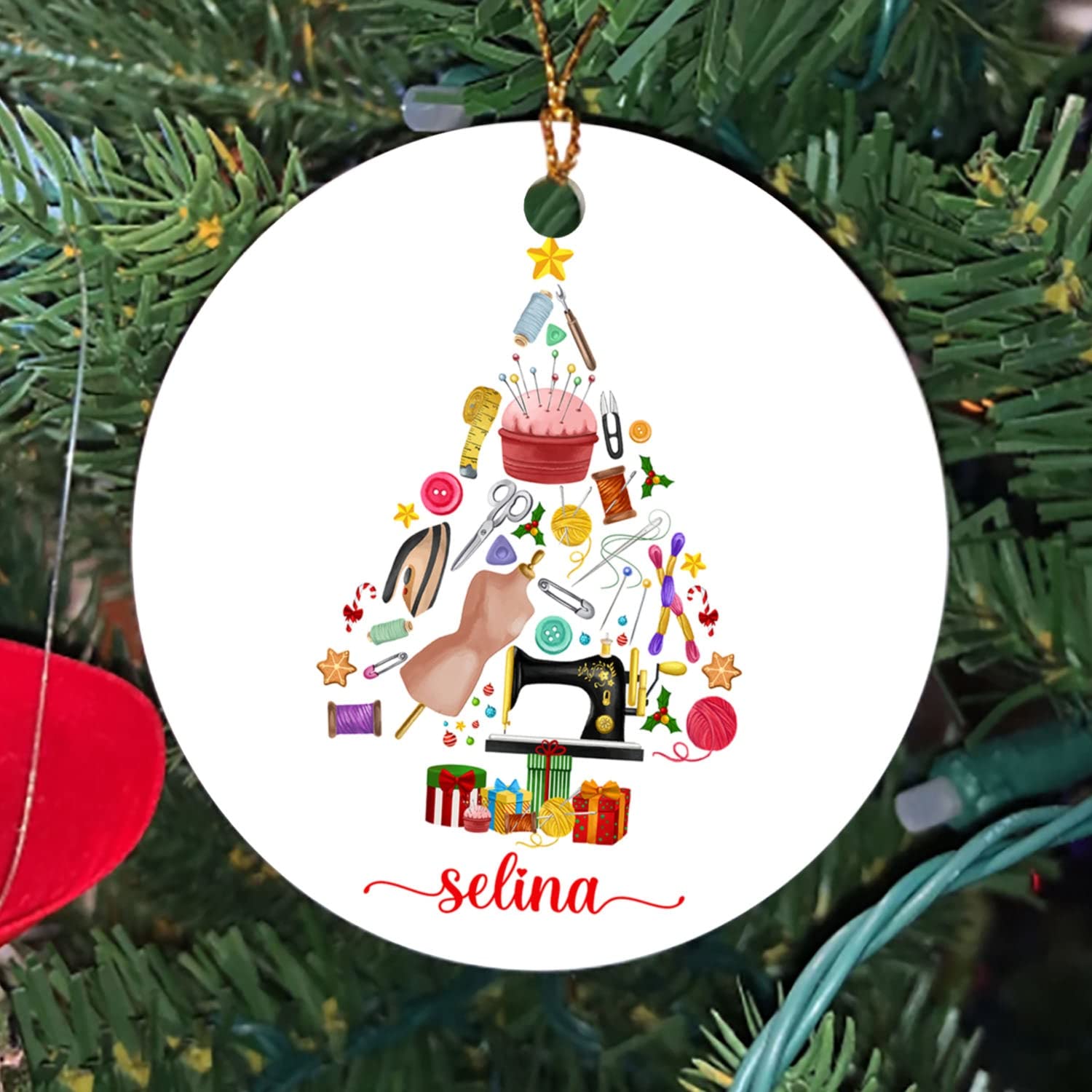 Personalized Sewing Tools Christmas Ornament