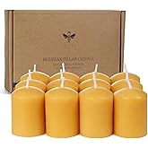 DEYBBY Natural Beeswax Votive Candles 8 Hours Burn Unscented Candles 12 Pcs | Pure Beeswax Small Votive Candles with 100% Cotton Lead-Free Wick 8-Hour Clean Burn for Home Decor Parties Weddings Spa Gifts