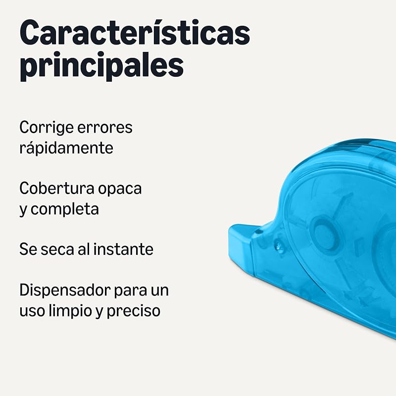Cinta Correctora, Paquete de 10, Rollo, Bolígrafo, Estilo Ratón, Secado Instantáneo, 12m de Largo, Verde, Morado, Naranja, Rojo y Azul