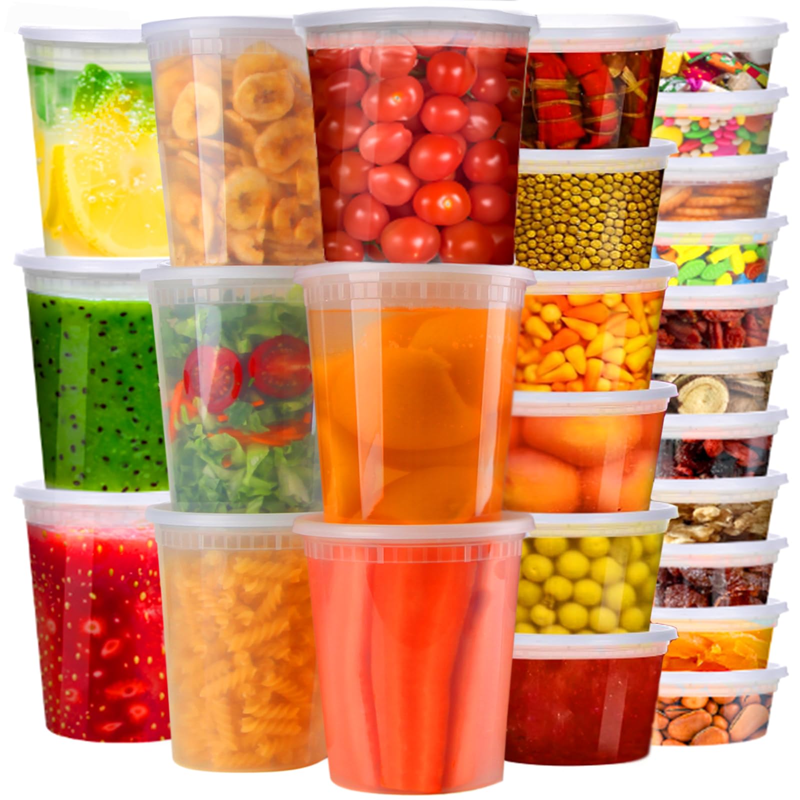 Photo 1 of kkyvvy Deli Containers with Lids 48 Sets - Plastic Soup Containers with Lids 8oz, 16oz, 32oz - Take Out Containers for Restaurant, Food Containers with Leakproof, Microwave/Freezer/Dishwasher Safe