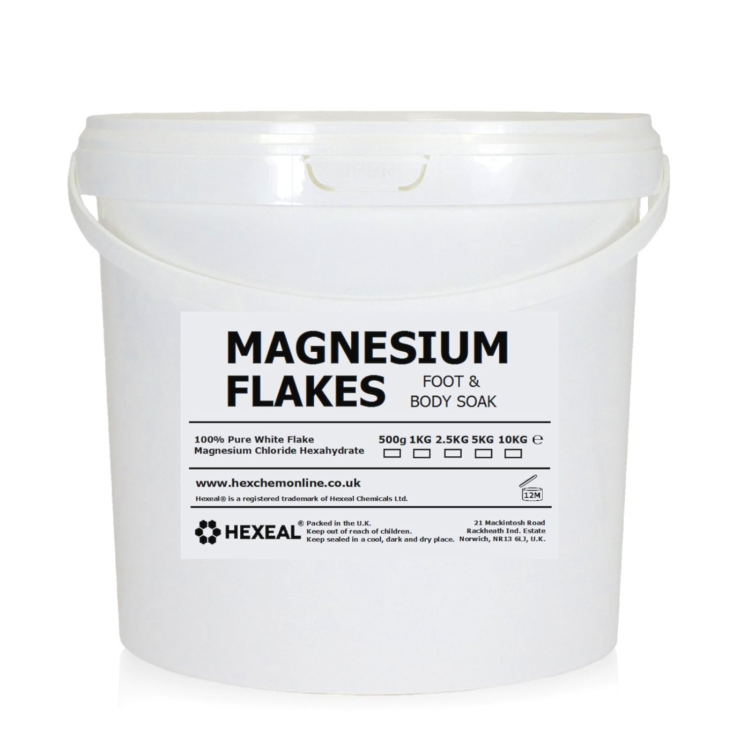 MAGNESIUM FLAKES 10KG BUCKET 100 Pure Bath Soak Magnesium