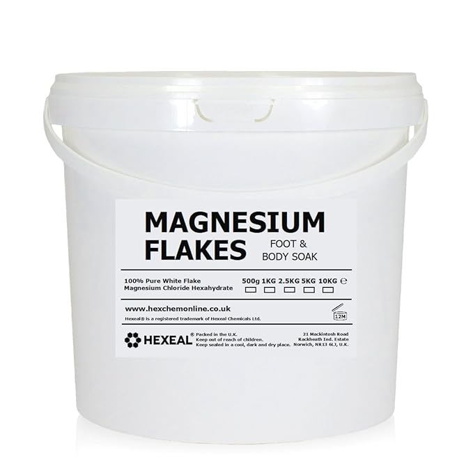 MAGNESIUM FLAKES 5KG BUCKET 100 Pure Bath Soak Magnesium