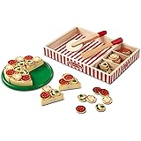 Melissa & Doug Wooden Pizza Play Food Set With 54 Toppings