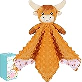 Sprinqdawin Loveys for Babies,Soft Baby Security Blanket for Newborn Infant Toddler Snuggle Toy Stuffed Animal,Lovey Highland Cow Security Blankets Baby Unisex for Gifts(Highland Cow,12.2in)
