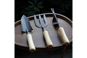 Japanese Gardening Tools Set, 3 Pcs Garden Tools Set, Black Painted Stainless Steel Heavy Duty Gardening Tools Kit, Weeder, T