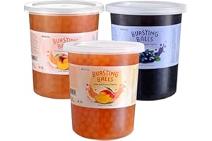 3 Flavors Popping Boba Pearls Bursting Tea Balls Drink & Dessert Topping Mango. Blueberry, Peach, Flavored Bubble Tea Pearls 2 LB (Mango, Blueberry, Peach, 2 Pound Pack of 3)