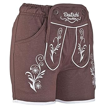 DATSCHI Kurze Damen Lederhosen Jogginghose Bestickt 3X Große Hosentaschen Flauschig Weich Damen Trachten-Hose Oktoberfest Led