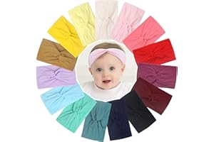 BBGifts 15PCS Baby Nylon Headbands 5 inches Handmade Cross Elastic Headbands for Baby Girls Newborn Infant Toddlers Kids