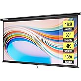 VIVOHOME 80 Inch 16:9 Pull Down Projector Screen, HD 4K Retractable Movie Screen for Indoor Home Theater and Office, Manual P