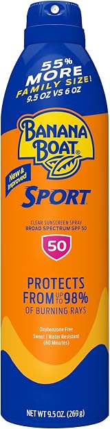 Banana Boat SPF 50 Sport Ultra Clear Spray Sunscreen 9.5oz Broad Spectrum UVA view 1