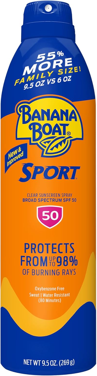 Banana Boat SPF 50 Sport Ultra Clear Spray Sunscreen 9.5oz Broad Spectrum UVA
