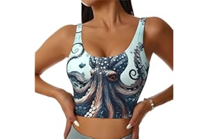 Cool Octopus Women's Sports Bra Moisture Wicking Workout Crop Tank Top High-Impact Sports Bras for Women