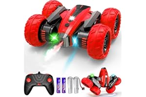 SUPIREO RC Cars Stunt Car Toy for Kids 4WD 2.4Ghz Double Sided RC Truck with 360 Flips RC Trucks with Headlights, Remote Control Car Cool Spray Patterns and Music Xmas Gifts Toy Car for Boys Girls