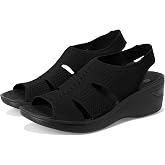 BZees Women's Double Up Slingback Wedge Sandal