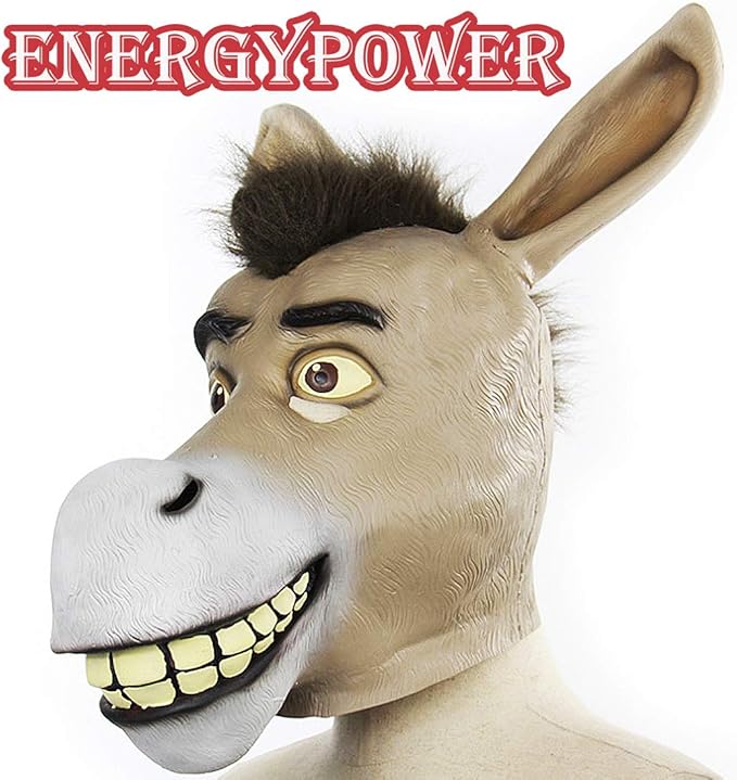 Amazon Energypower ハロウィン パーティー用マスク ロバ 馬 ドンキー 超リアルフルフェイスマスク かわいいです 爆笑 ファンシー アニマル サファリパーク びっくり 動物 ウィッグ お面 仮面 かぶりもの Cosplay 変身 変装 Halloweenグッズ コスプレ