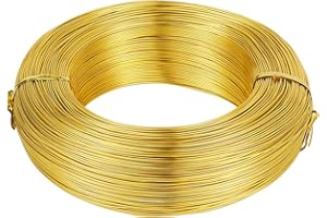 Cheriswelry 910 Feet 22 Gauge Gold Bendable Metal Craft Wire Aluminum Wire Flexible Soft Jewelry Beading Wire 0.6mm for Sculpting Armature Artistic Floral Garden Wrapping DIY Craft