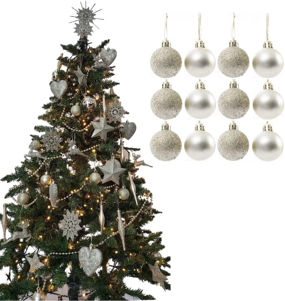 UKDeals Direct® CHAMPAGNE GOLD COLLECTION CHRISTMAS DROPLET BAUBLES TREE DECORATIONS GLITTER MATT ICICLES (Pack of 12 X 38mm Baubles)